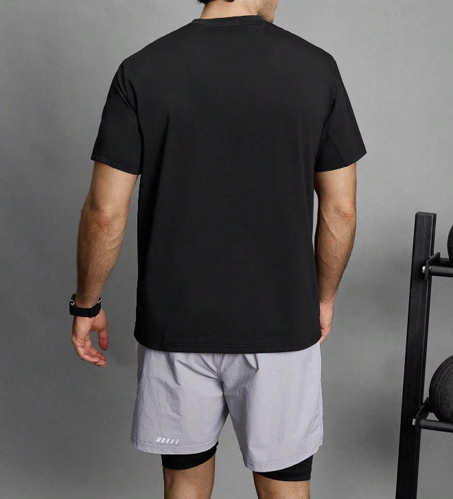 Camiseta Deportiva Hombre – “RUN” Negra - Talla XL-2