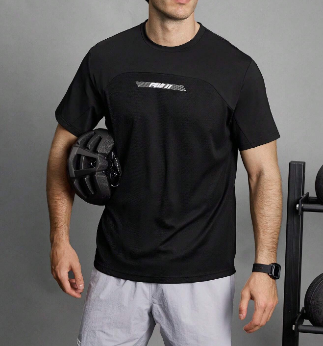 Camiseta Deportiva Hombre – “RUN” Negra - Talla XL-4