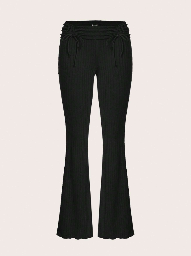 🖤 Pantalones Acampanados con Volantes y Cordón - Talla L-2