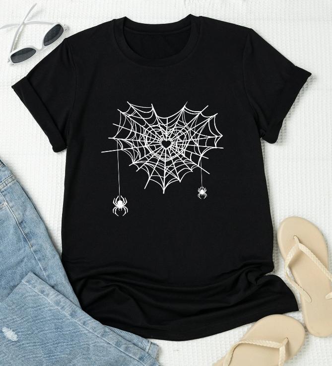 Camiseta Manga Corta con Estampado de Telaraña - 4 XL-3