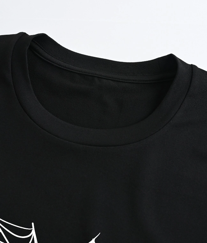 Camiseta Manga Corta con Estampado de Telaraña - 4 XL-4