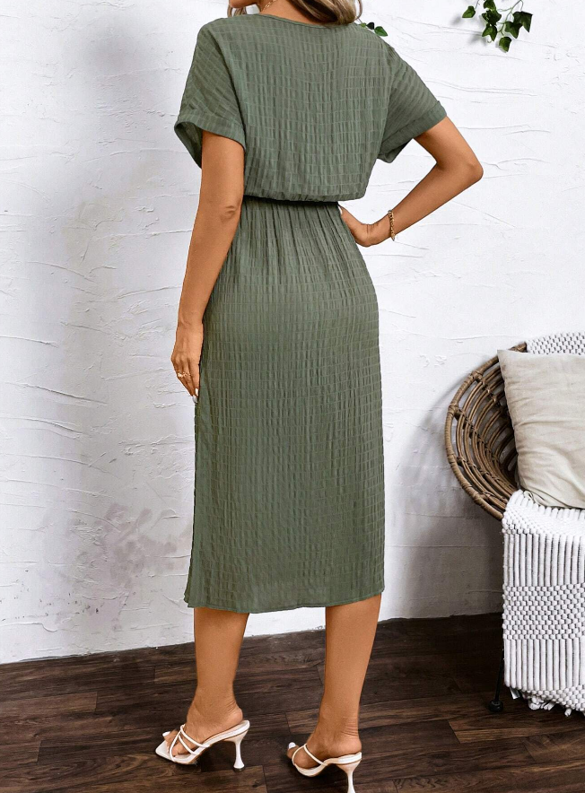 Vestido de Verano para Mujer con Textura de Rayas Verticales - Talla L-1