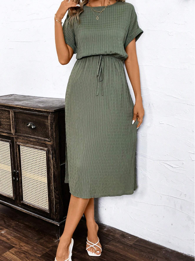 Vestido de Verano para Mujer con Textura de Rayas Verticales - Talla L-4