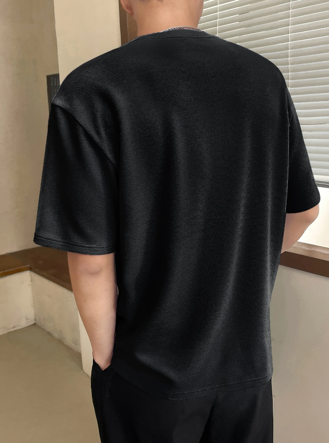 Camiseta Holgada Hombre – Manga Caída Color Sólido - Talla XL-5