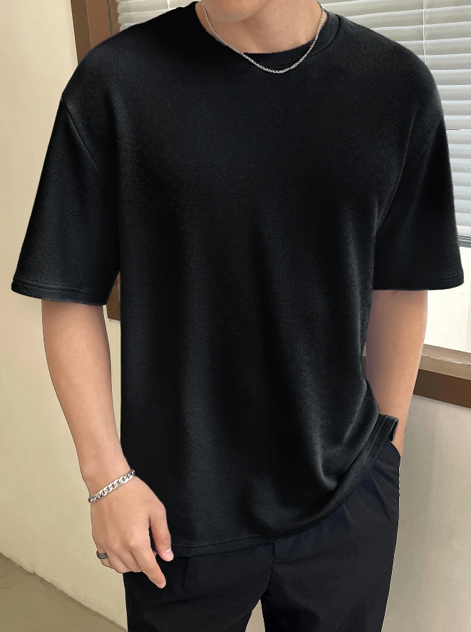 Camiseta Holgada Hombre – Manga Caída Color Sólido - Talla XL-6