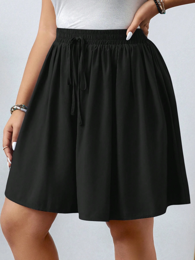 Pantalones Cortos Holgados Simples y Casual de Unicolor para Mujeres - Talla XL-2