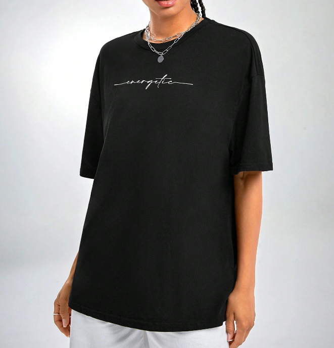 🖤 Camiseta Holgada con Gráfico de Letra - Talla XL-4