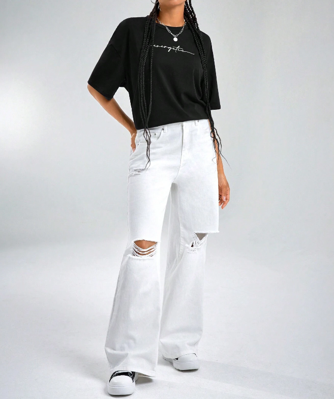 🖤 Camiseta Holgada con Gráfico de Letra - Talla XL-5