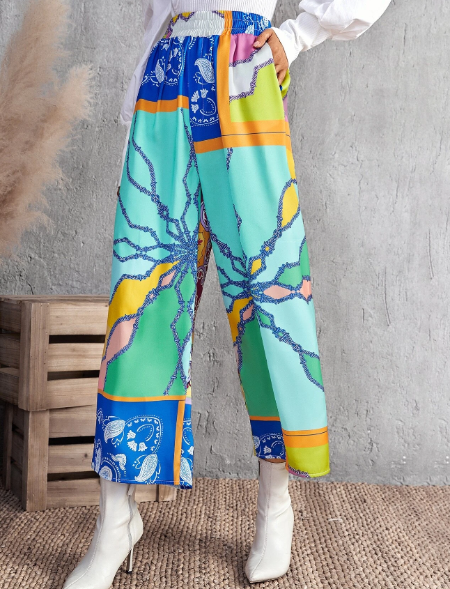 Pantalones Bohemios de Pierna Ancha-3