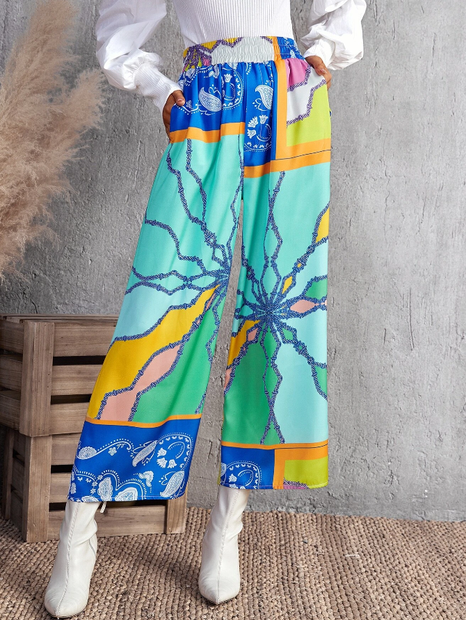 Pantalones Bohemios de Pierna Ancha-4