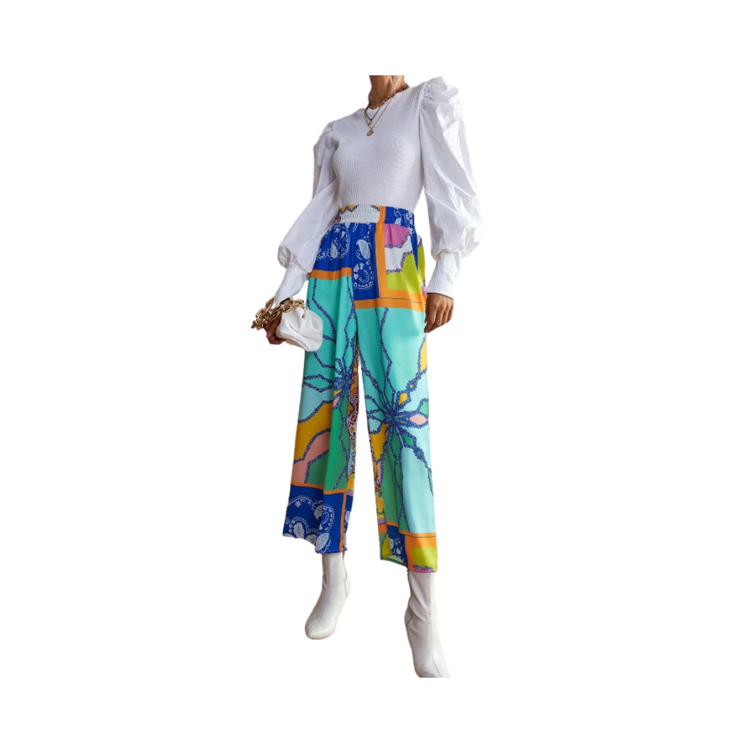 Pantalones Bohemios de Pierna Ancha-0