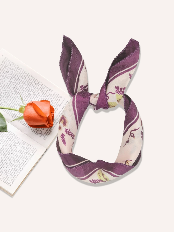 🌿 Pañuelo Seda – Diseño Botánico & Estilo Romántico-5