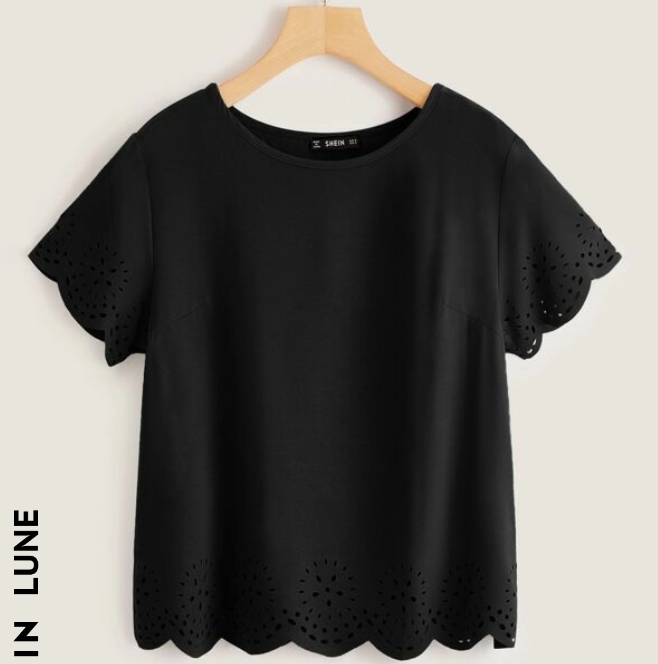 Blusa Negra con Detalle de Bordado y Manga Cortada ✨-2