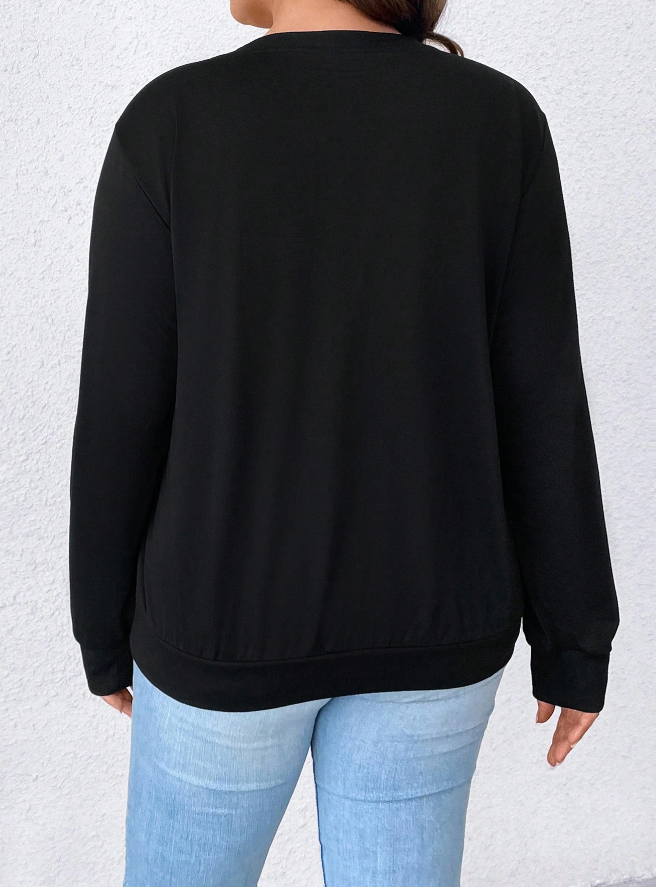 🖤 Sudadera Geométrica con Cinta – Tallas Grandes - 2XL-2