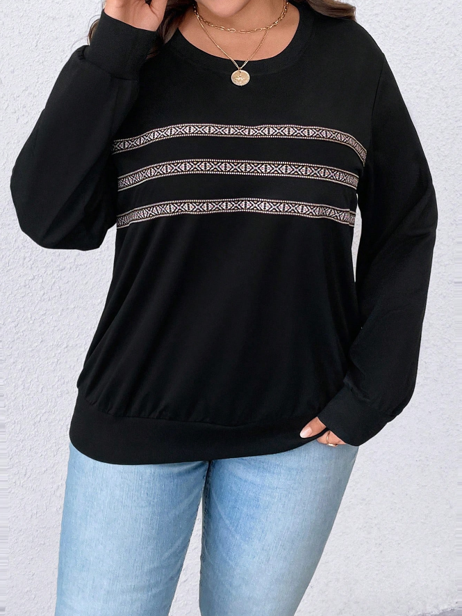 🖤 Sudadera Geométrica con Cinta – Tallas Grandes - 2XL-4