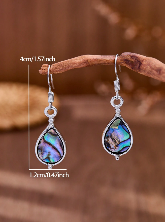 🐚 Pendientes Shell – Gota de Agua & Marco Plateado-2