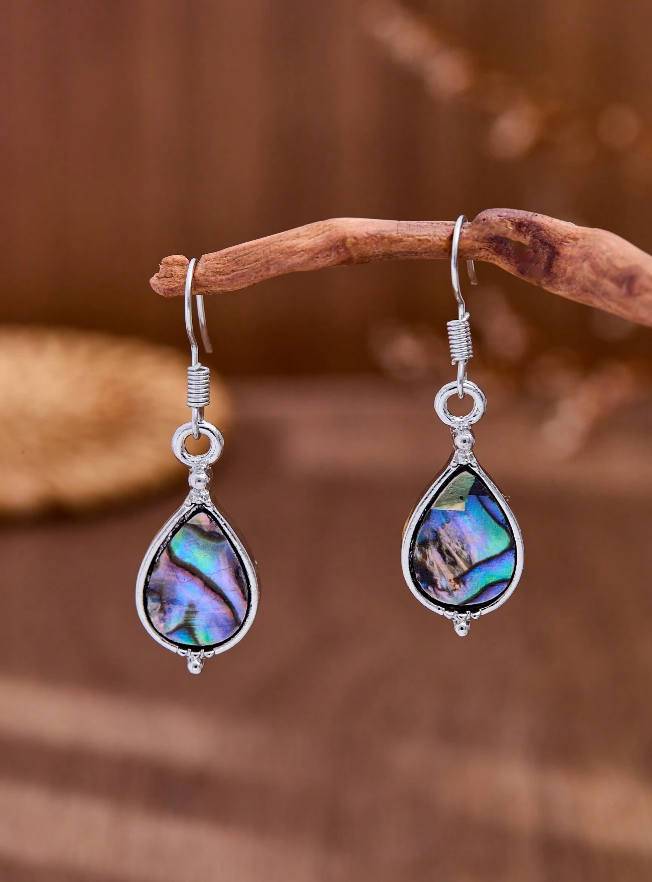 🐚 Pendientes Shell – Gota de Agua & Marco Plateado-4