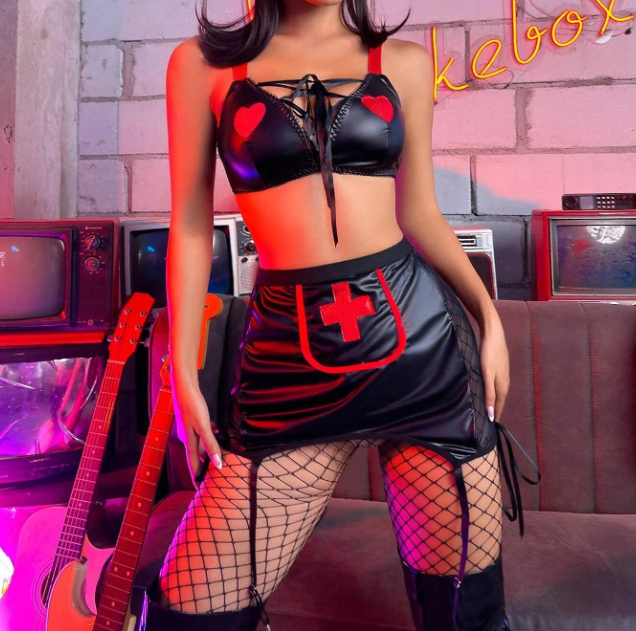 Conjunto Traje de Enfermera Sexy - 3 Piezas - Talla L-5