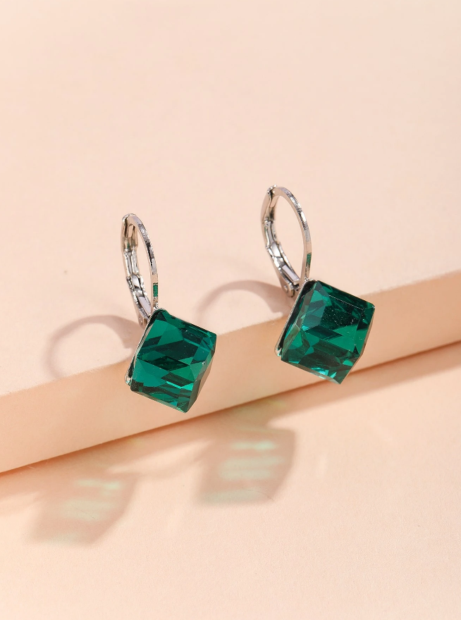 💚 Pendientes Geométricos – Cristal & Marco Irregular-2