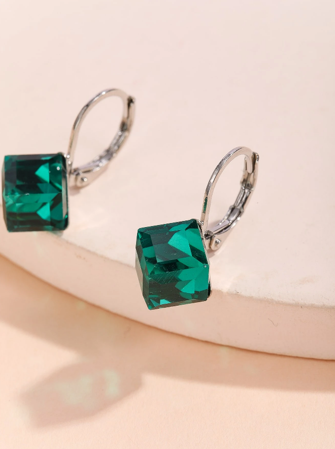 💚 Pendientes Geométricos – Cristal & Marco Irregular-3