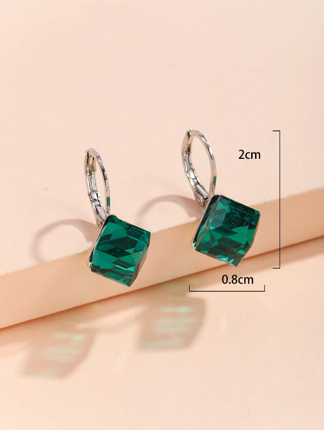 💚 Pendientes Geométricos – Cristal & Marco Irregular-4