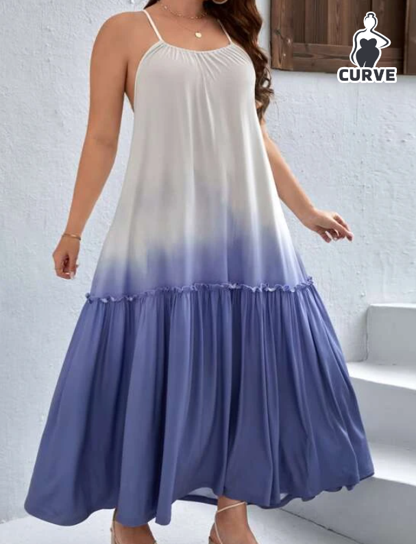 Vestido Largo Bohemio con Tirantes y Volantes - Estampado Degradado-3