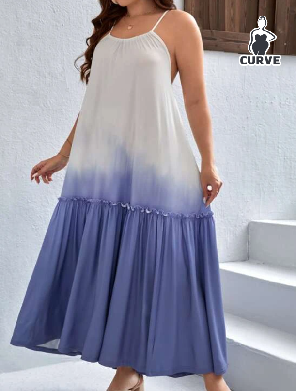Vestido Largo Bohemio con Tirantes y Volantes - Estampado Degradado-5