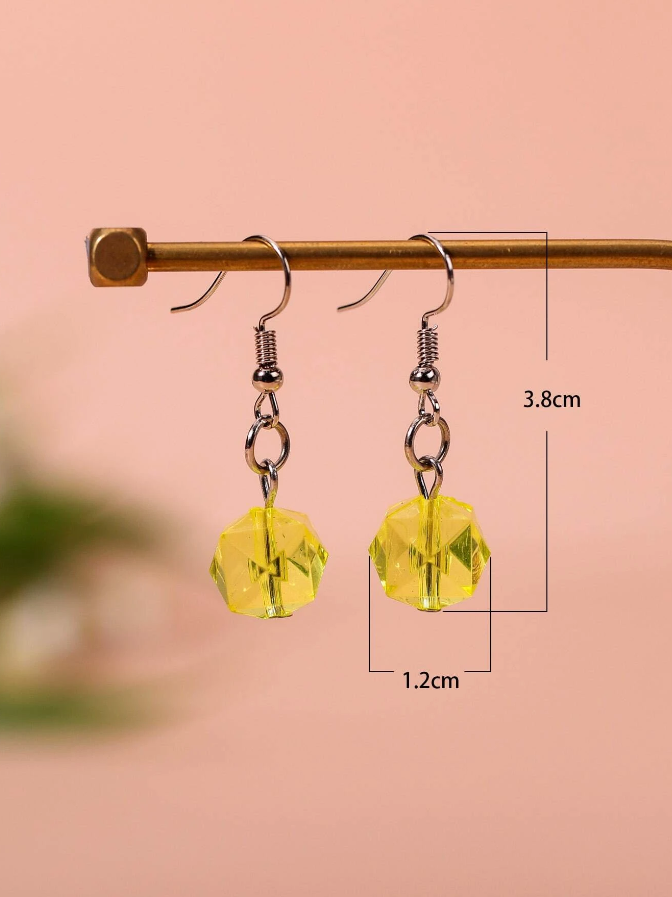 Pendientes con Dije Geométrico Amarillo-4