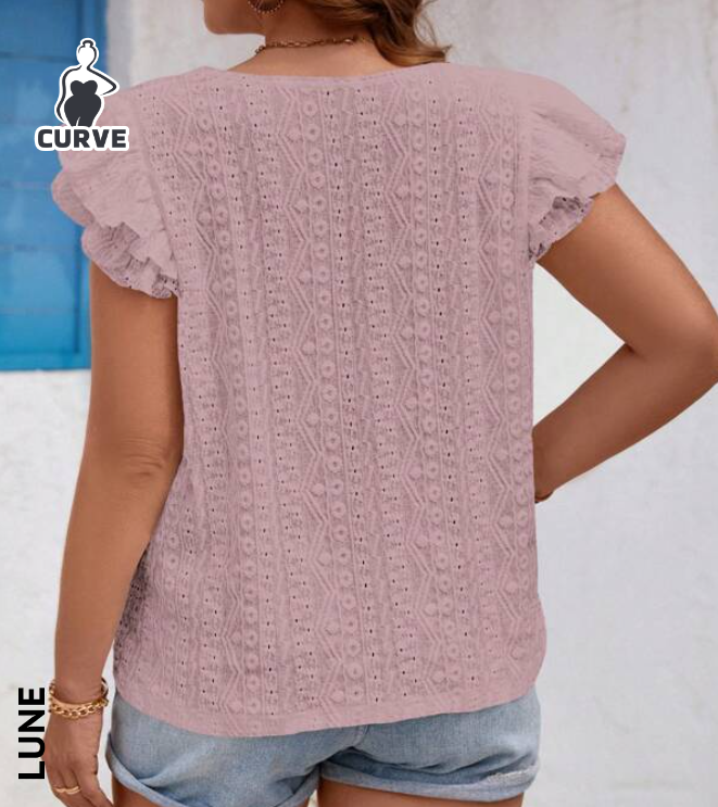 Blusa Rosa Vieja con Bordado y Volantes-5