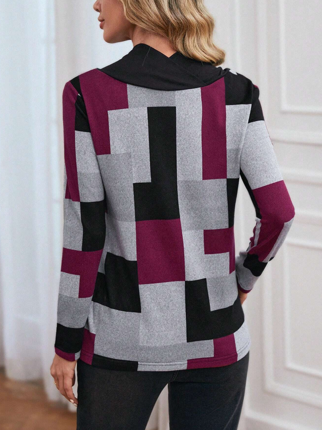 Camiseta con Estampado Geométrico y Diseño de Botón - Talla XL-4