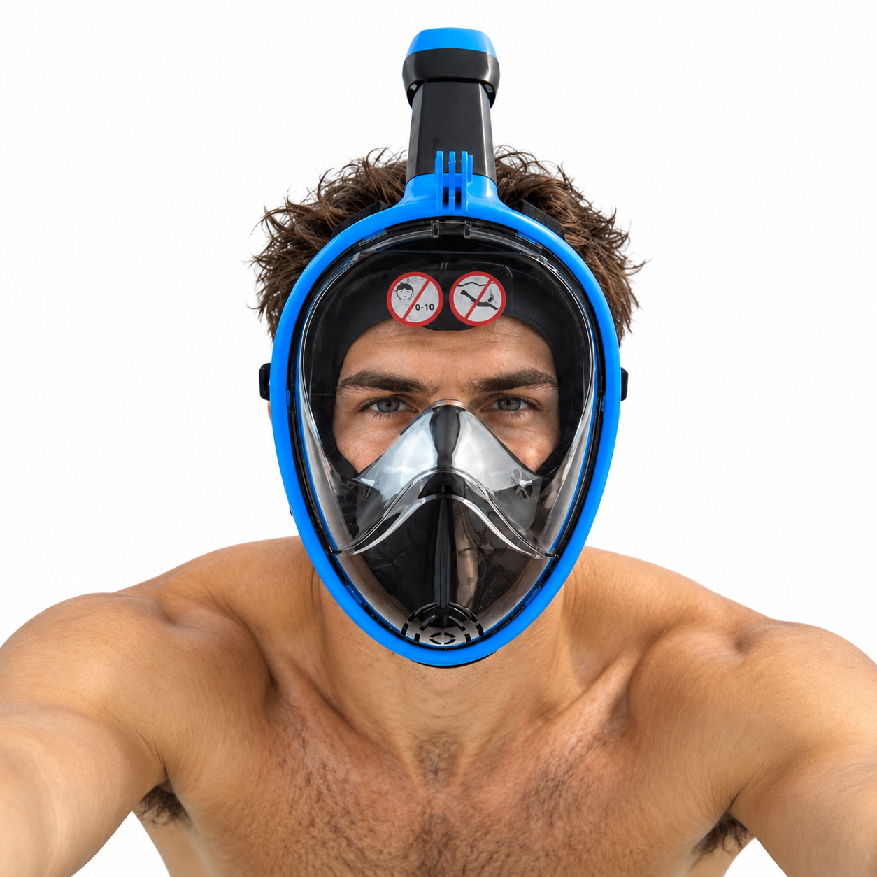 MASCARA DE BUCEO FULL FACE UKTIME NEGRO/AZUL-0