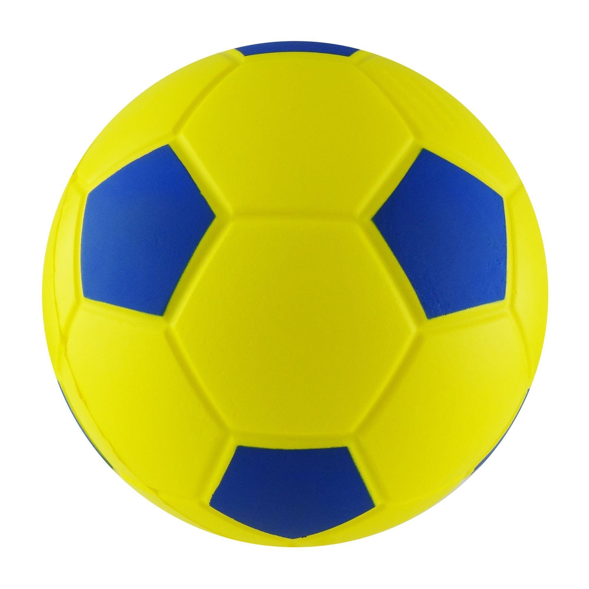 BALON ESPONJA PU. FUTBOL 8"  AMARILLO/AZUL-2