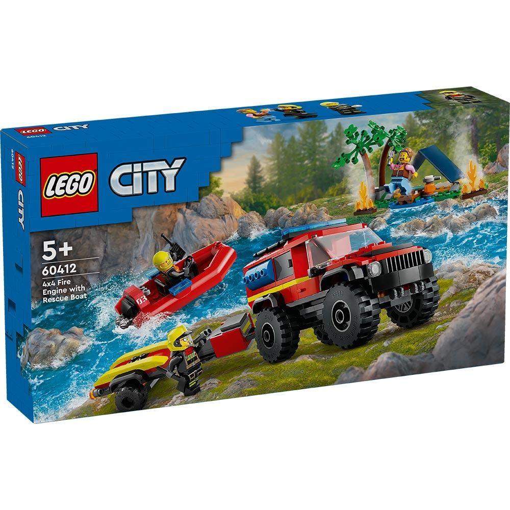 Lego City Camioneta De Bomberos 4x4 Con Barco De Rescate-0