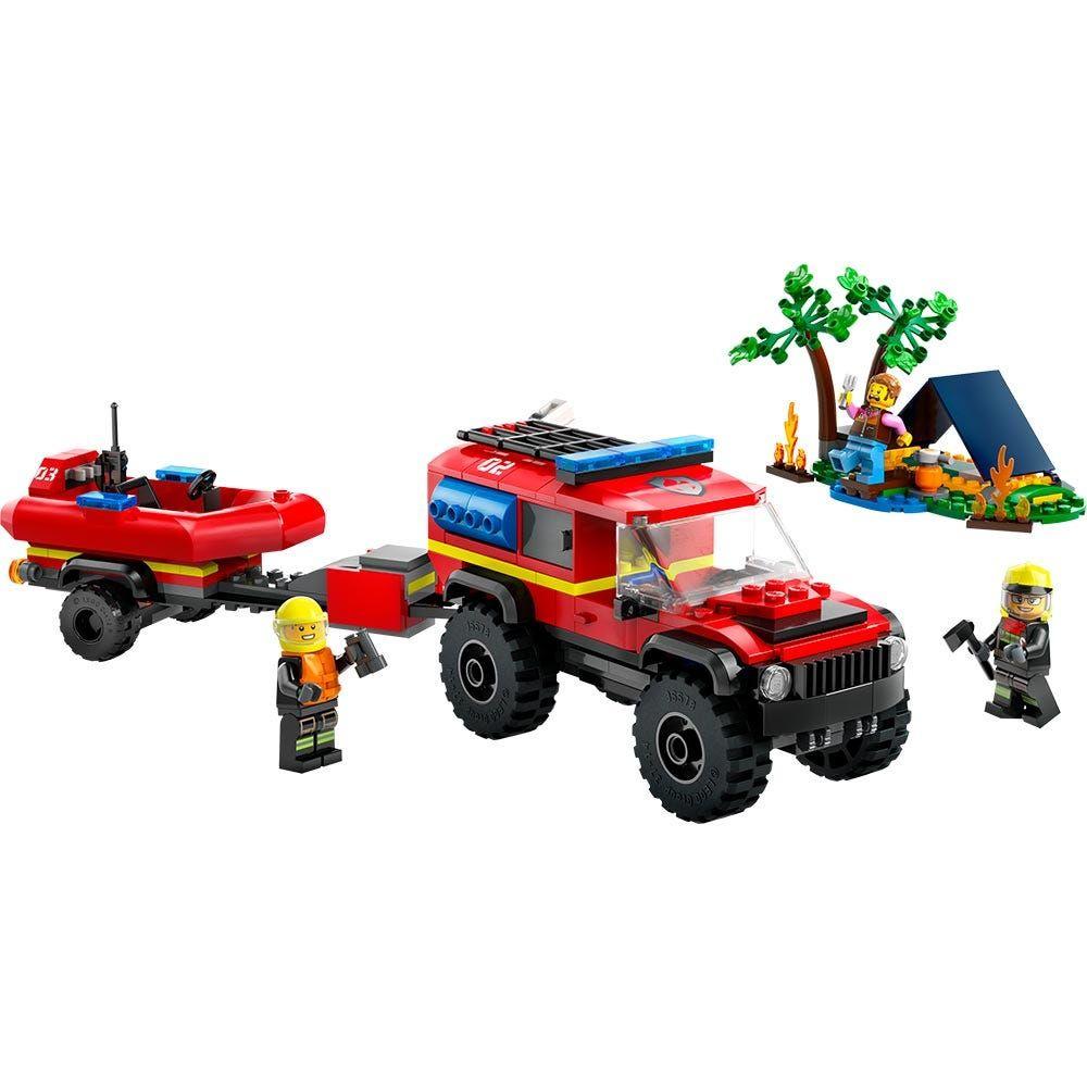 Lego City Camioneta De Bomberos 4x4 Con Barco De Rescate-1