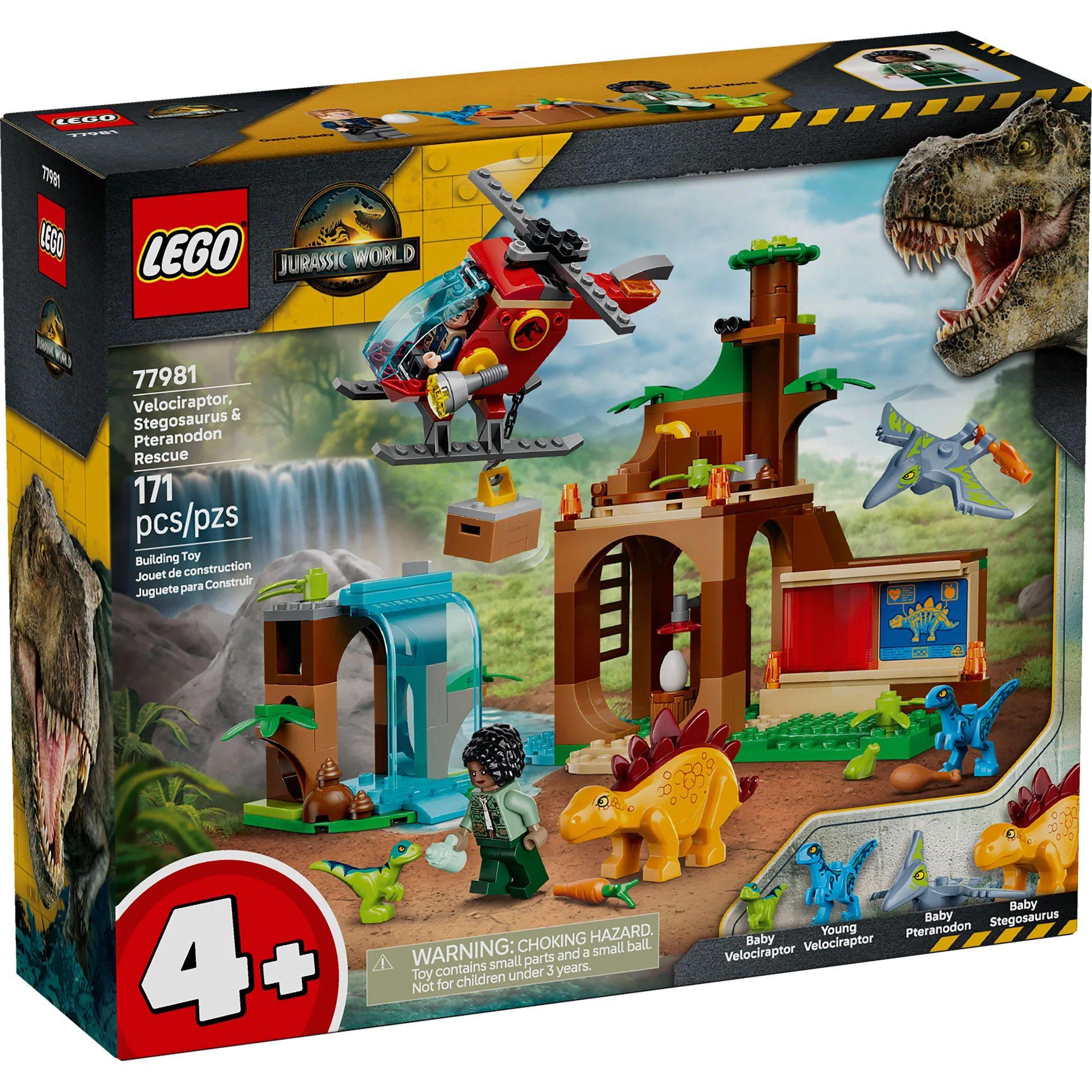 LEGO 77981 VELOCIRRAPTOR, STEGOSAURUS Y PTERANODON: MISIÓN DE RESCATE ...