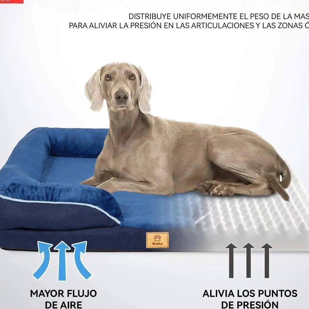 Cama Antiestres Perro Colchon Ortopedica 90x63cm Grande Azul-5