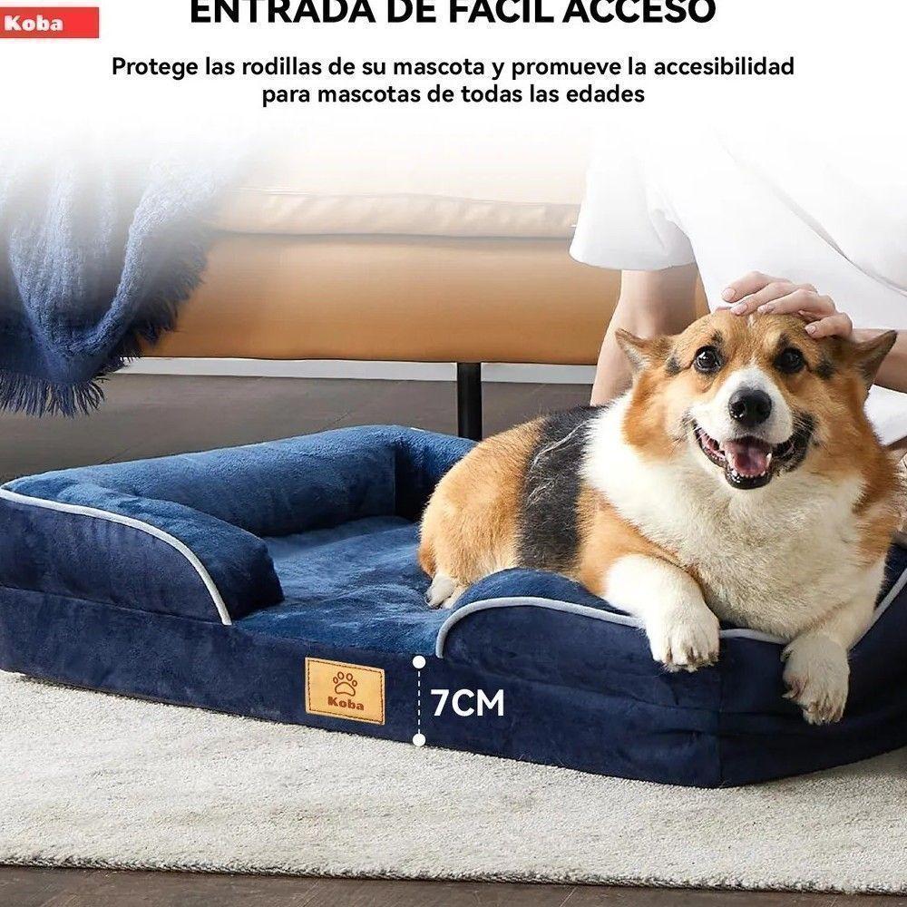 Cama Antiestres Perro Colchon Ortopedica 90x63cm Grande Azul-3