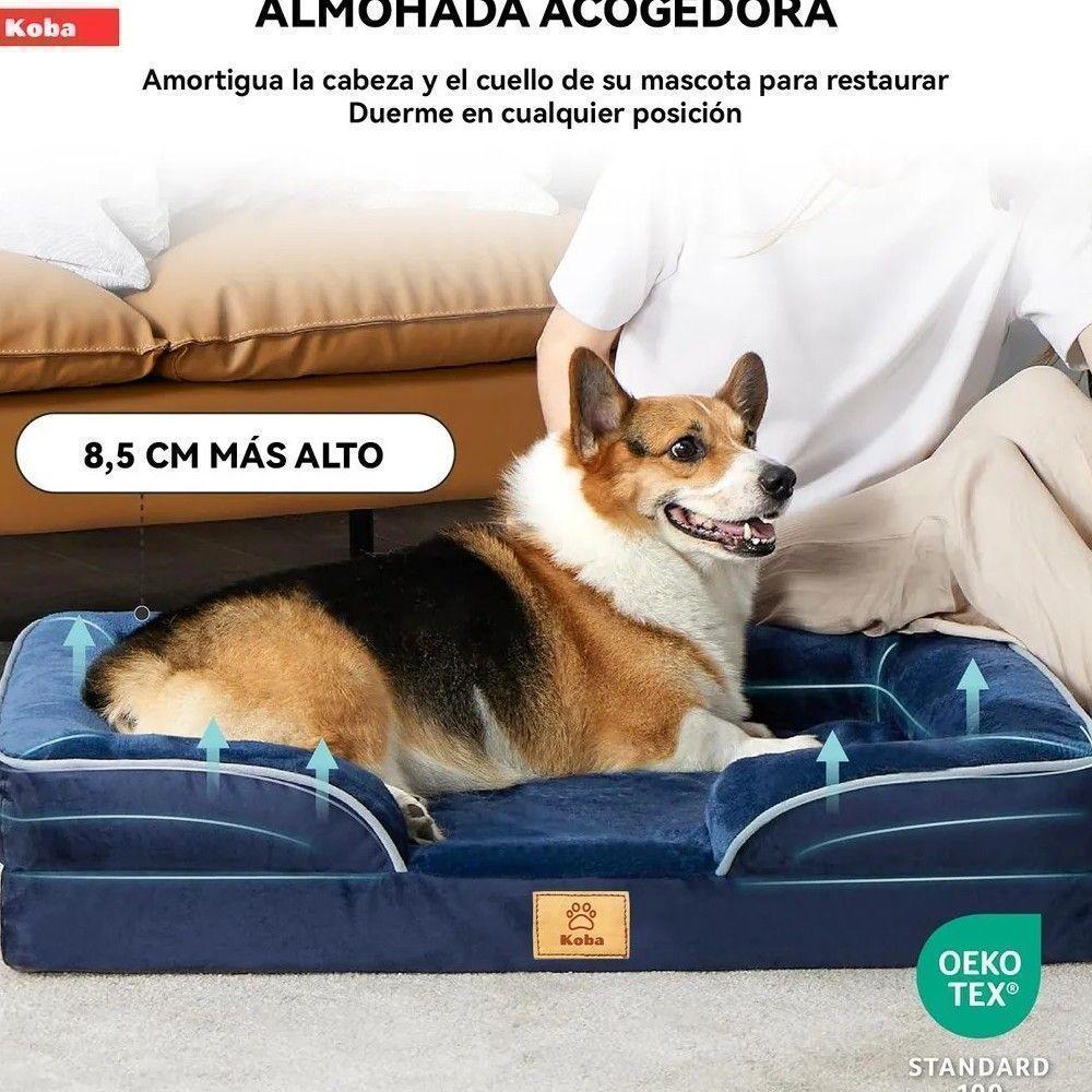 Cama Antiestres Perro Colchon Ortopedica 90x63cm Grande Azul-2