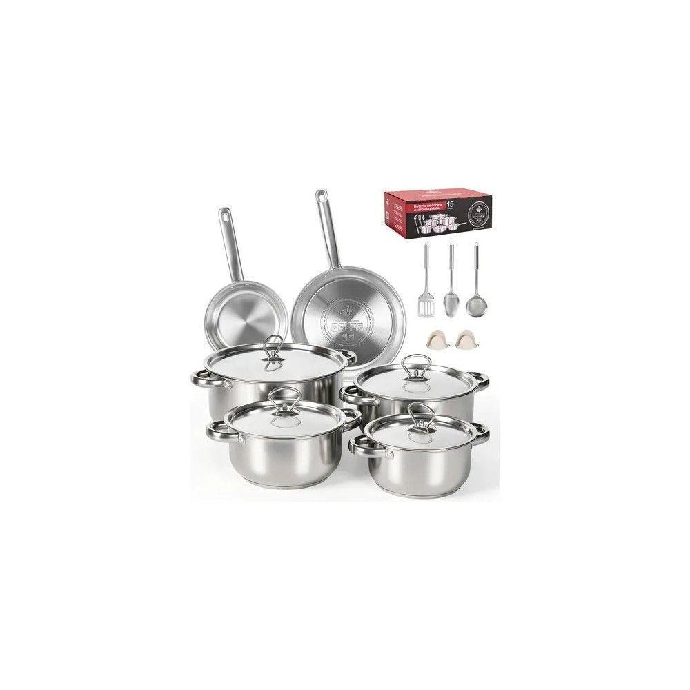 Batería De Cocina Gris Antiadherente y Kit 44 Piezas Tramontina-5