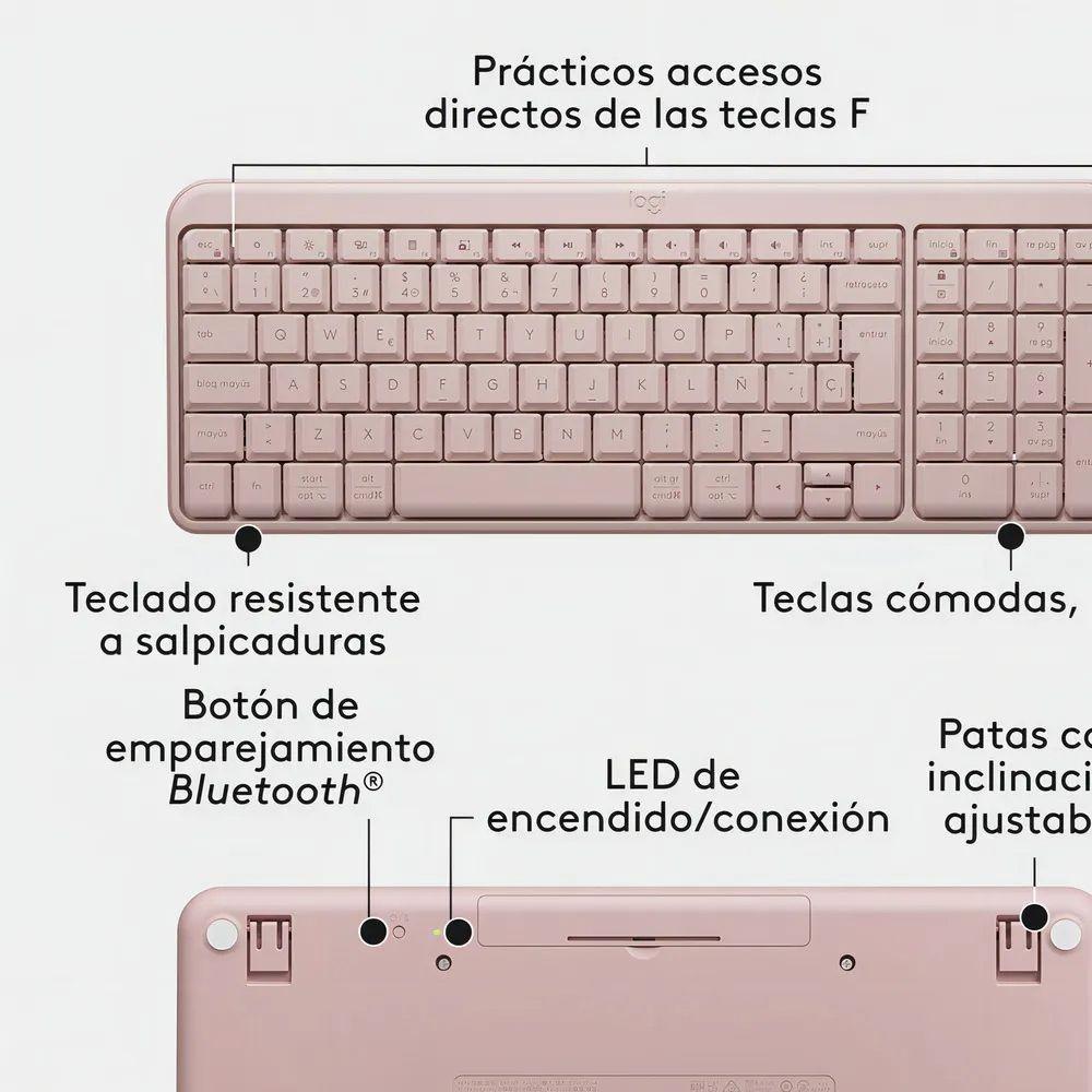 Teclado Inalámbrico Logitech K250 Workspace Rosa QWERTY Español Bluetooth-3