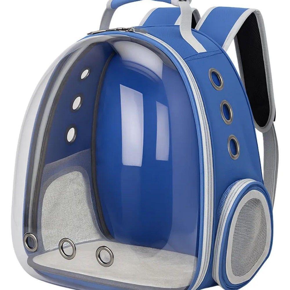 Mochila Bolso Transporte Transparente Mascotas Perros Gatos Color Azul-0