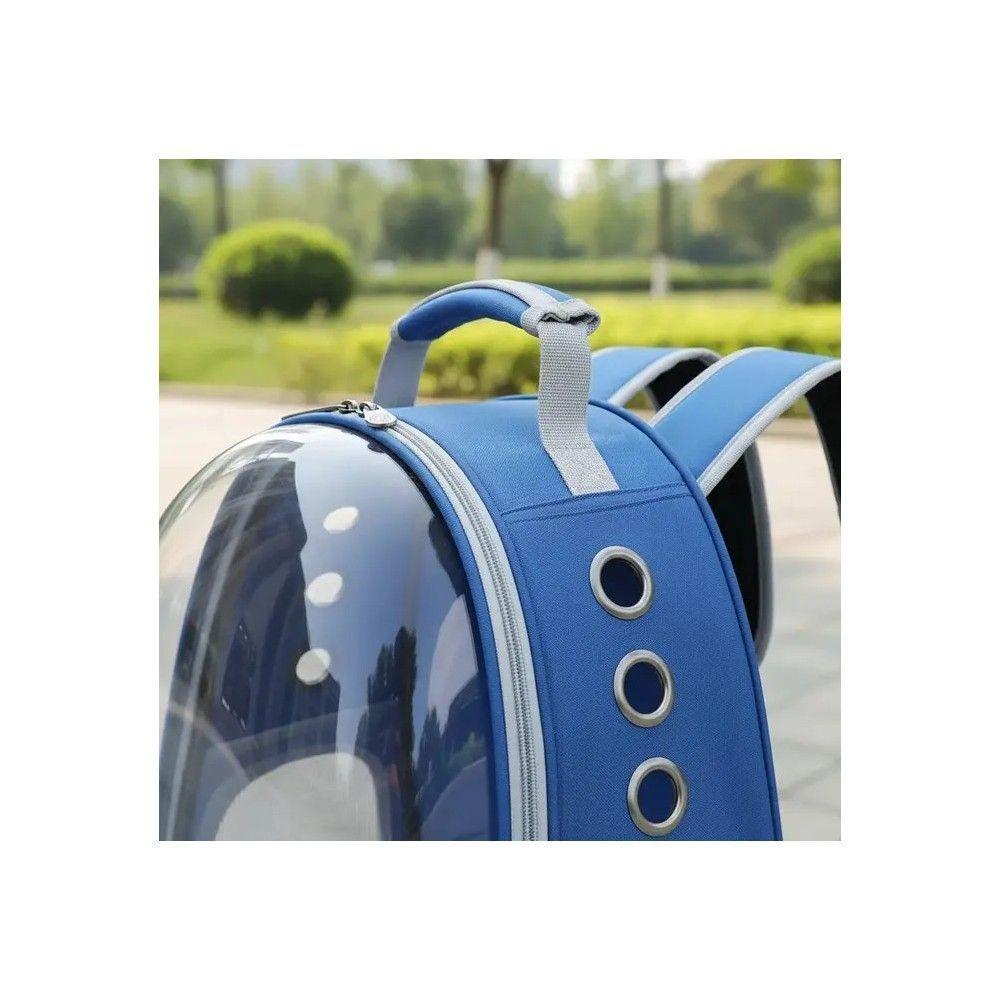 Mochila Bolso Transporte Transparente Mascotas Perros Gatos Color Azul-4