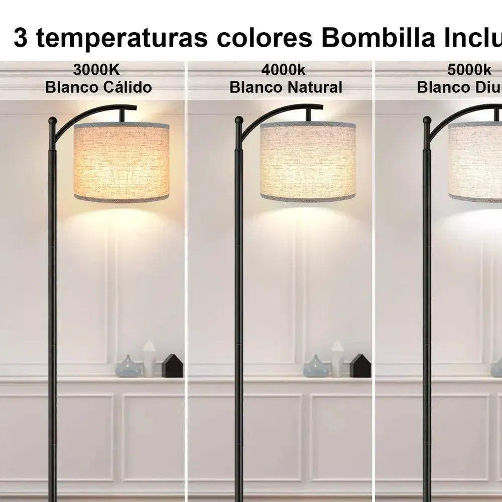 Lámparas De Piso 3 Temperaturas Color Regulable Con Bombilla Beige Negro-2