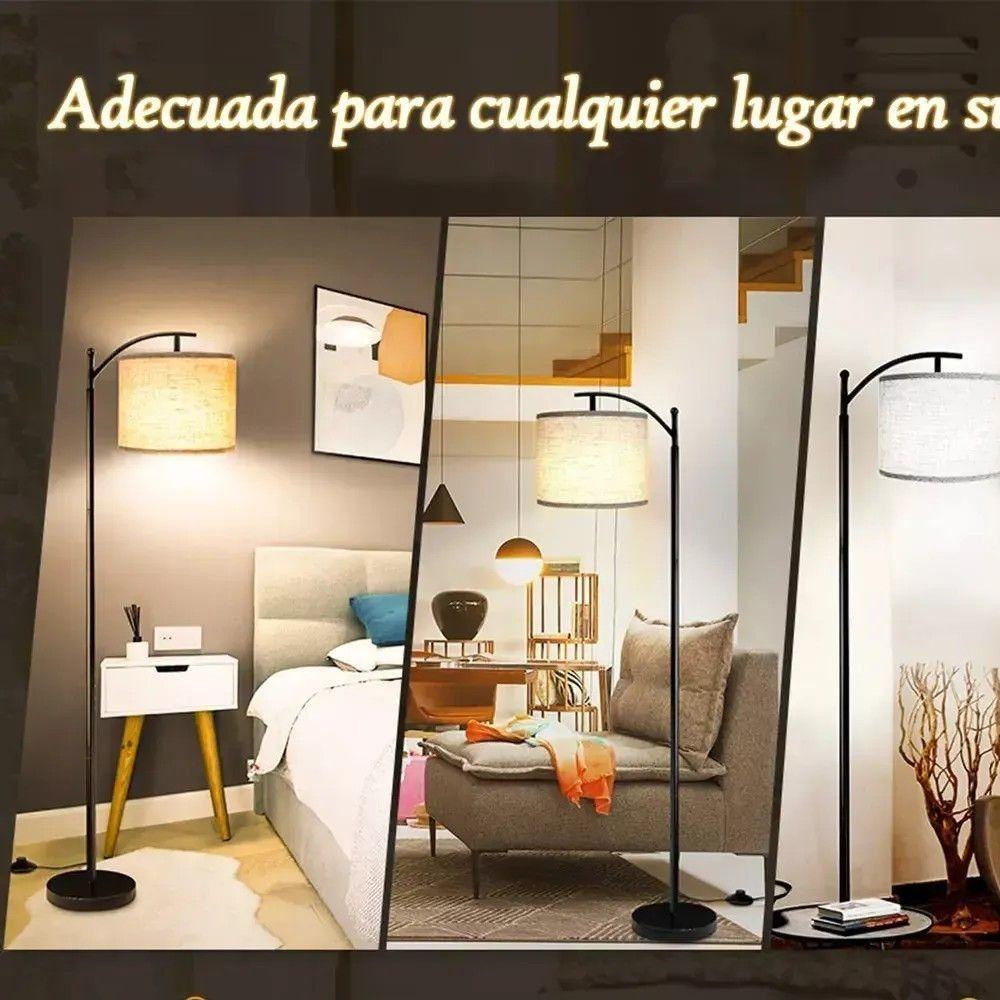 Lámparas De Piso 3 Temperaturas Color Regulable Con Bombilla Beige Negro-3