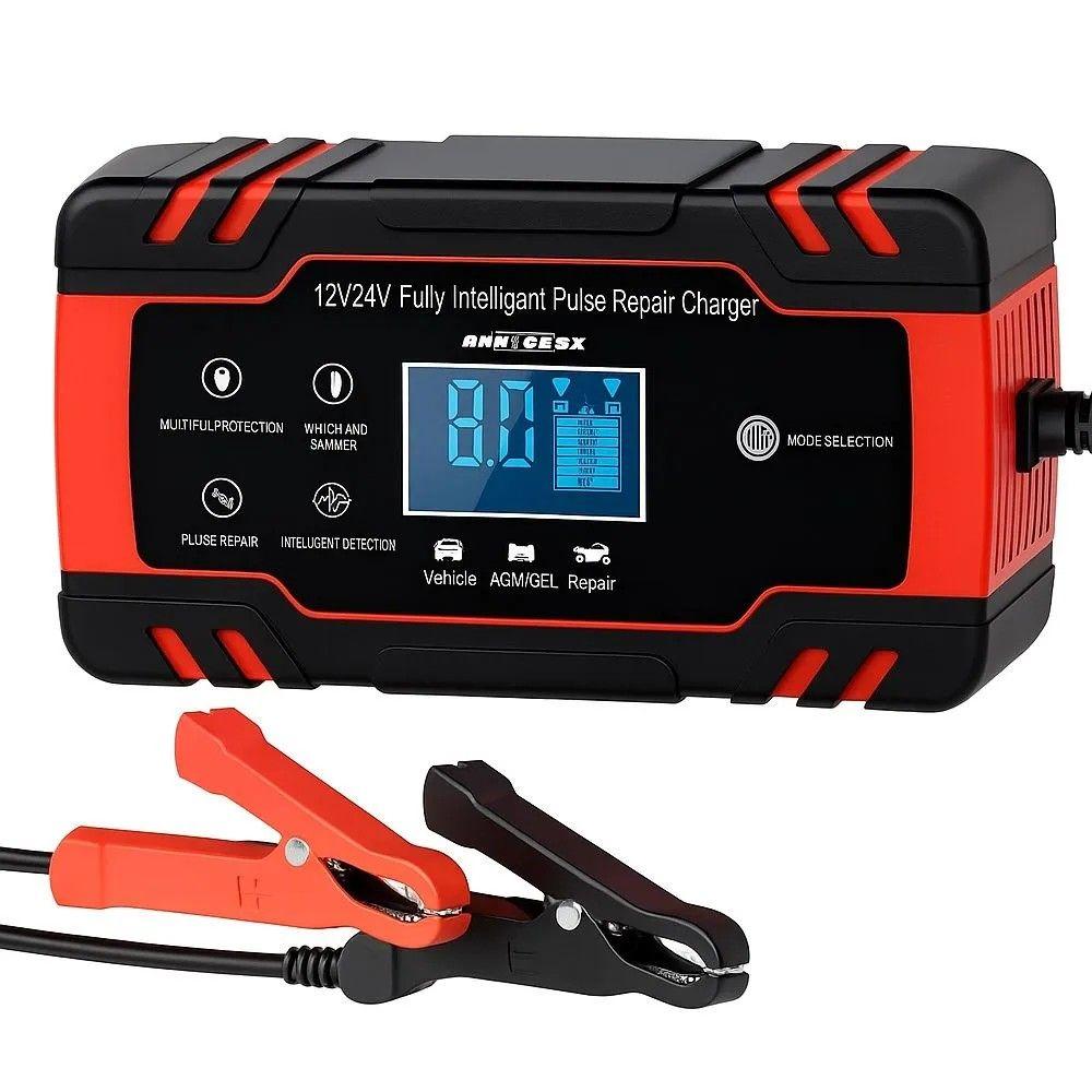Cargador de Batería Auto y Moto 12v 24v - Rojo-3