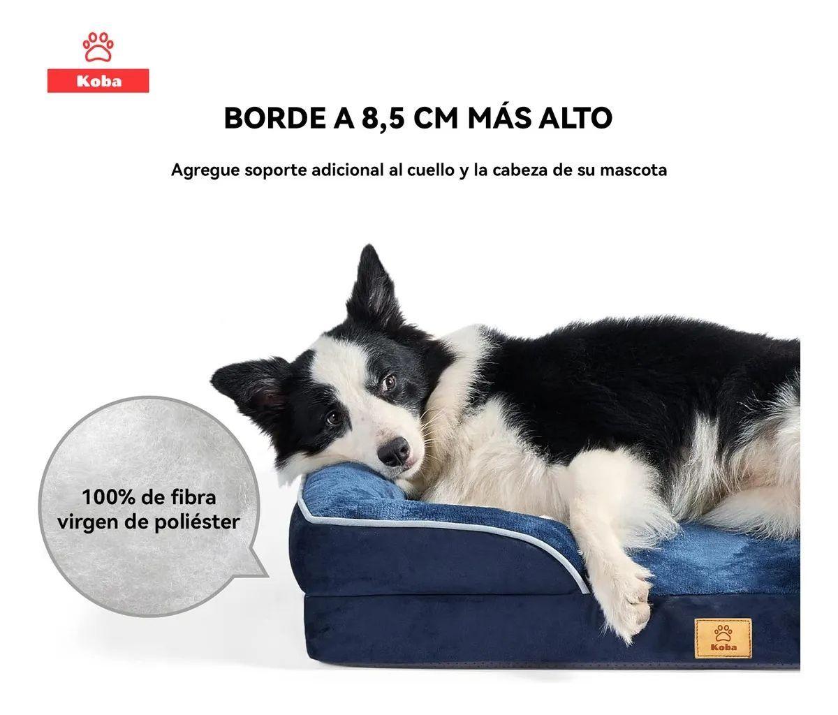 Cama Antiestrés Perro Colchón Ortopédica 90x63cm Azul-0