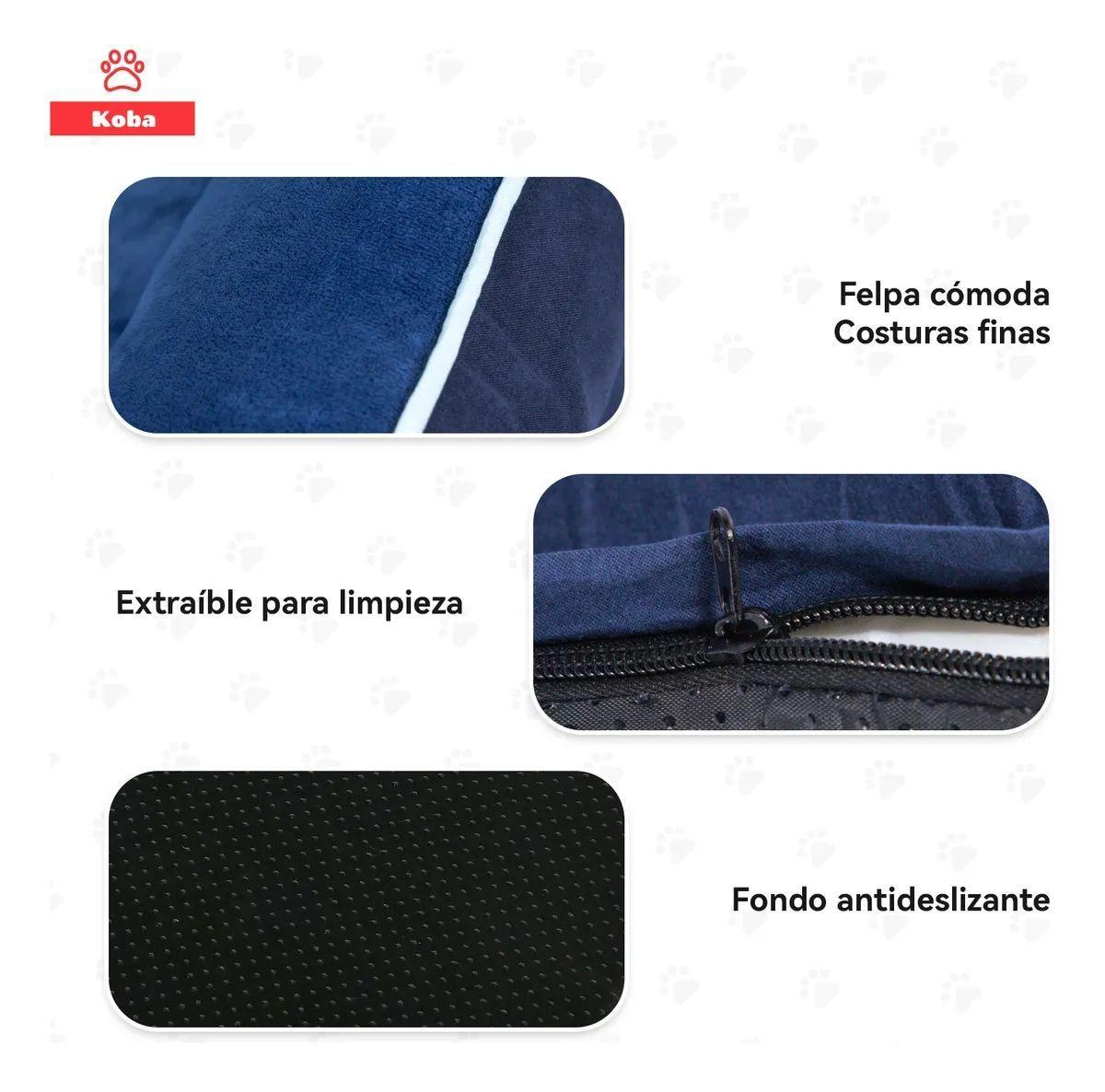 Cama Antiestrés Perro Colchón Ortopédica 90x63cm Azul-3