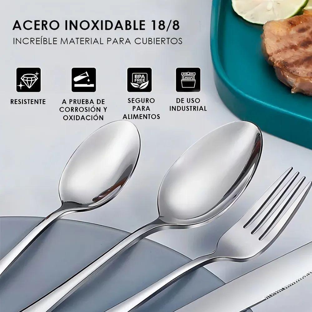 Set De Cubiertos 24 Piezas Acero Inoxidable Dewart Color Plateado-2
