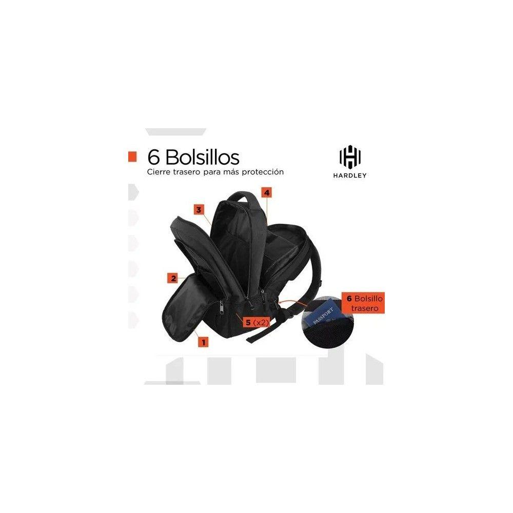 Mochila Notebook Hardley Phantom 25 L Impermeable Antirrobo con USB Negro-4