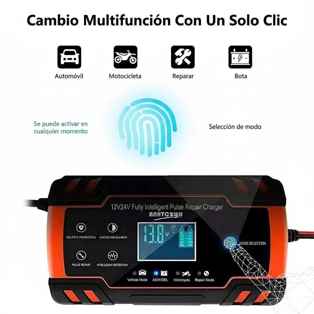 Cargador de Batería Auto y Moto 12v 24v - Rojo-1